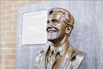  ?? Paul Buckowski / Times Union ?? A view of the sculpture of Joseph Bruno by artist Hy Rosen, seen on display at Albany Internatio­nal Airport on Wednesday in Colonie.