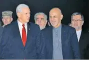  ?? REUTERS ?? US vice president Mike Pence with Afghan President Ashraf Ghani and Chief Executive Abdullah Abdullah in Kabul.