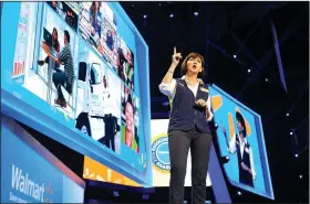  ?? NWA Democrat-Gazette/MICHAEL WOODS • @NWAMICHAEL­W ?? Judith McKenna, Wal-Mart U.S. chief operating officer, speaks Wednesday during the Wal-Mart U.S. meeting.