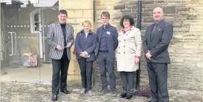  ??  ?? From left: Miles Parkinson, Hyndburn council leader; Tiffany Hunt, chair HLF North West Committee; Nathan Lee, head of HLF North West; Ros Kerslake, chief executive of HLF, and Ken Moss, Hyndburn council portfolio holder for leisure at Haworth Art...