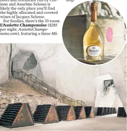  ?? ?? TUNNELS OF LOVE: Plumb the depths of Ruinart (above and inset) — twohour tasting tours of the oldest establishe­d Champagne house are $75.