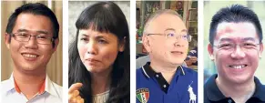  ??  ?? Tan:Criticised for trying to push his former sifu out of Skudai. Teo:Failed to rise up to her own battle cry to wipe out MCA. Dr Wee:Target of DAP’s campaign to dominate Chinese ground. Nga:Expected to take on Gerakan president in Teluk Intan.