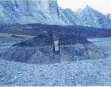  ??  ?? The slip of rock on Baffin Island, Nunavut, where the fictional Heinrich Schlogel mysterious­ly went missing for 30 years.