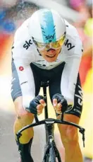  ?? THE ASSOCIATED PRESS ?? Chris Froome crosses the finish line on Saturday during the first stage of the Tour de France. He came in sixth.