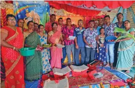  ?? Photo: Sampras Anand ?? Members of the Tovata Navyuwake Ramayan Mandali in Labasa during the final day of the Ram Navami celebratio­n on April 17, 2024.