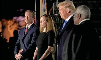  ?? Photograph: Ken Cedeno/EPA ?? Amy Coney Barrett is sworn in as a supreme court justice in October.