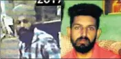  ??  ?? Gangster Saraj Singh Sandhu, alias Mintoo, as seen in the CCTV grab (left) and on his Facebook page. HT PHOTOS