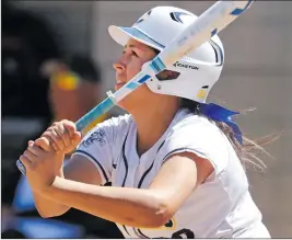  ?? Katharine Lotze/The ?? Signal (See additional photos on signalscv.com)College of the Canyons’ Micayla Aguilar (20) watches her home run on Tuesday.