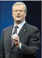  ?? DARREN ABATE / AP ?? Incoming NCAA President Charlie Baker speaks during the NCAA Convention on Jan. 12 in San Antonio.