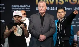  ?? ?? Gervonta Davis, left, and Ryan Garcia pose during Thursday’s final press conference ahead of their blockbuste­r lightweigh­t showdown in Las Vegas. Photograph: Steve Marcus/AP