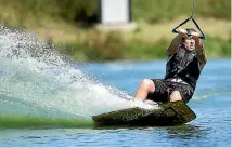  ??  ?? Glen Butcher gets into wakeboardi­ng in Foxton.