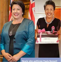  ??  ?? Newly slim politician Paula Bennett (right) celebrates her birthday this year after undergoing weight loss surgery before Christmas.