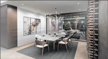  ?? ?? This artist’s rendering shows the Ascaya home’s dining room. The property features four en suite bedrooms, five baths, an office and multifunct­ion flex space.