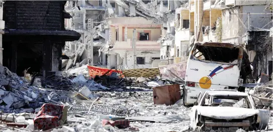 ??  ?? A view of a part of downtown Raqqa after it was liberated from Daesh on Tuesday. (Reuters)