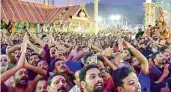  ?? —PTI ?? Devotees gather to offer prayers during Makaravila­kku festival, at Sabarimala, Monday