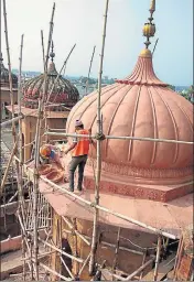  ?? HT PHOTO ?? Renovation work in progress at Durbar Hall in Kapurthala on Tuesday.