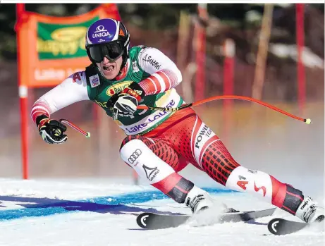  ??  ?? Überzeugen­de Vorstellun­g: Mathias Mayer war mit Abstand der Beste an diesem Bilderbuch-Wintertag in Lake Louise