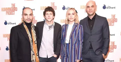  ??  ?? Michael Mando, Jesse Eisenberg, Sarah Goldberg and writer/director Kim Nguyen attend ‘The Hummingbir­d Project’ New York Screening at Metrograph Monday New York City. — AFP photo