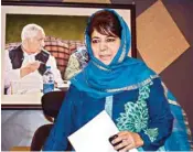  ?? PTI ?? Former Chief Minister of Jammu and Kashmir and Peoples Democratic Party (PDP) President Mehbooba Mufti addresses a press conference at her residence in Srinagar on Monday