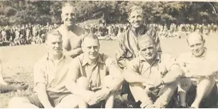  ??  ?? Flashback
Tom and Davie lead a team to the Cumnock Cycle Rally in the 1940s