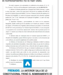  ??  ?? FRENADO. LA ANTERIOR SALA DE LO CONSTITUCI­ONAL FRENÓ EL NOMBRAMIEN­TO DE UN COMISIONAD­O DEL IAIP.