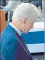  ?? AP ?? Former US president Bill Clinton pays respect to former Israeli president Shimon Peres at the Knesset plaza in Jerusalem on Thursday.