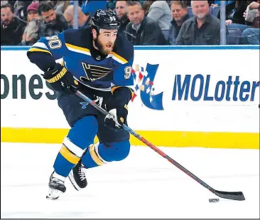  ?? —AP ?? The St. Louis Blues’ acquisitio­n of centre Ryan O’Reilly has paid big dividends early. He has already racked up 19 points, including a hat trick on Tuesday versus Carolina.