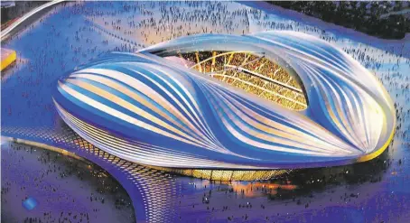  ?? Takto vyprojekto­vala slavná architektk­a Zaha Hadidová fotbalový stadion al-Wakra v Kataru. FOTO ZBYNĚK PETRÁČEK ?? Vaginální princip.