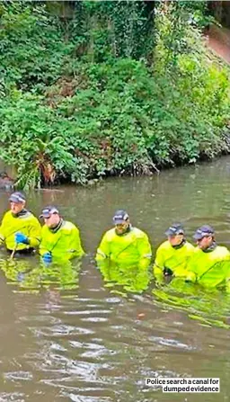  ?? ?? Police search a canal for
dumped evidence