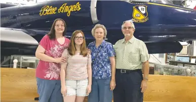  ?? Courtesy photo ?? Lori Storey, left, with daughter, Lily, mother, Jeanne Wright, and father, David Wright, at the Legacy Flight Museum in Idaho during a family road trip in July. David Wright died Dec. 1 of COVID-19.