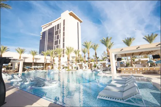  ?? PHOTOS BY CHRISTOPHE­R DEVARGAS ?? The pool area at the new Durango Resort is seen during a preview of the property Monday. The newest Station Casinos resort opens today at the 215 Beltway and Durango Drive.