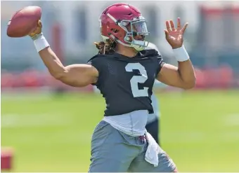  ?? THE ASSOCIATED PRESS ?? Alabama sophomore quarterbac­k Jalen Hurts has encountere­d a very different preseason camp compared to a year ago, when he was competing for the starting job with three older teammates.