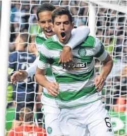  ?? Pictures: SNS Group. ?? Nir Biton celebrates putting Celtic two ahead against Malmo, only for former Hoops striker Jo Inge Berget to reduce the leeway in injury-time, below.
