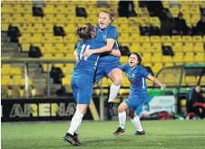  ?? ?? Over the moon Jen McMahon celebrates opening the scoring