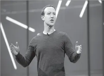  ?? -AFP ?? Facebook Founder Mark Zuckerberg speaks at a conference.