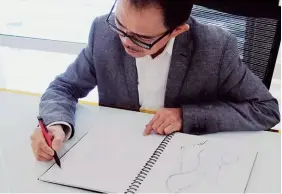  ??  ?? FROM TOP A pair of gorgeous shoes from Lewré Couture’s bridal collection; Dato’ Lewré Lew hard at work sketching out a shoe design