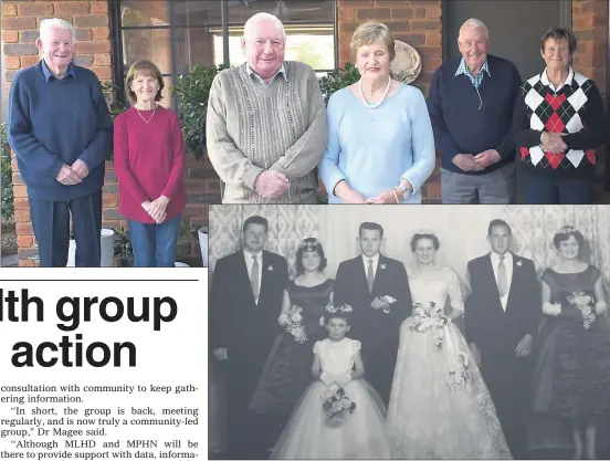  ??  ?? ■ John Jarratt, Lorraine Tasker, Frank and Barbara White, Brian Clancy and Pam Jarratt came together to celebrate the anniversar­y on Thursday.
■ (Back, from left) John Jarratt, Lorraine Tasker, Frank and Barbara White, Brian Clancy and Pam Jarratt; (front) Helen Tarr.