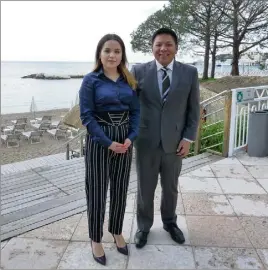  ?? (Photo C.V.) ?? Le président de la JCI, Marc Brian Lim, reçu vendredi par la présidente de la JCEM, Olena Prykhodko.
