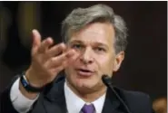  ?? PABLO MARTINEZ MONSIVAIS — THE ASSOCIATED PRESS ?? FBI Director nominee Christophe­r Wray testifies Wednesday on Capitol Hill in Washington.