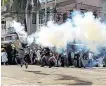  ??  ?? Tear gas at a protest in Yangon