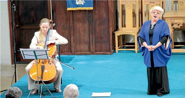  ??  ?? Soprano Lois Johnston peforms with cellist Lissa Cowie at St Andrew’s Church (file photo).