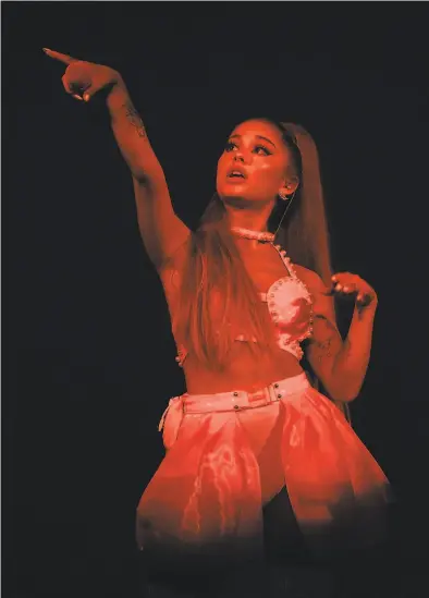  ?? Kevin Mazur / Getty Images ?? Ariana Grande, pictured in August in London, has just two shows in L.A. remaining on her Sweetener tour.