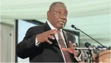  ??  ?? PRESIDENT Cyril Ramaphosa speaks at a land restitutio­n ceremony in Mamelodi recently. Ten families were compensate­d for the land taken from them. | African News Agency (ANA)