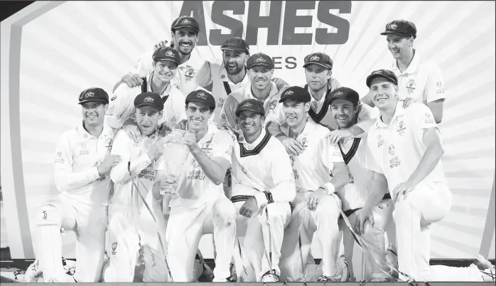  ?? ?? Australia’s cricketers bask in the euphoria of their 4-0 Ashes defeat of England. (photo courtesy Cricket Australia)