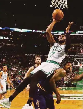  ?? AFP PIC ?? Celtics’ Jaylen Brown (No 7) tries to score against Celtics in their NBA Eastern Conference finals in Boston on Thursday.