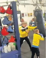  ??  ?? Sparring session Boxers at Priestfiel­d