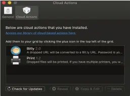  ??  ?? Actions offer Dropzone users more ways to interact with cloud services, but the selection is currently limited.