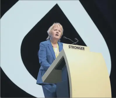  ?? PICTURE: PA ?? NEW MEASURES: Climate Secretary Roseanna Cunningham addresses delegates at the 2019 SNP autumn conference in Aberdeen.