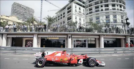  ??  ?? STREETS AHEAD: Ferrari’s Kimi Raikkonen in action during qualifying for the Monaco Grand Prix.