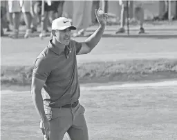  ??  ?? Brooks Koepka reacts after finishing the final round of the U.S. Open on Sunday in Southampto­n, N.Y.